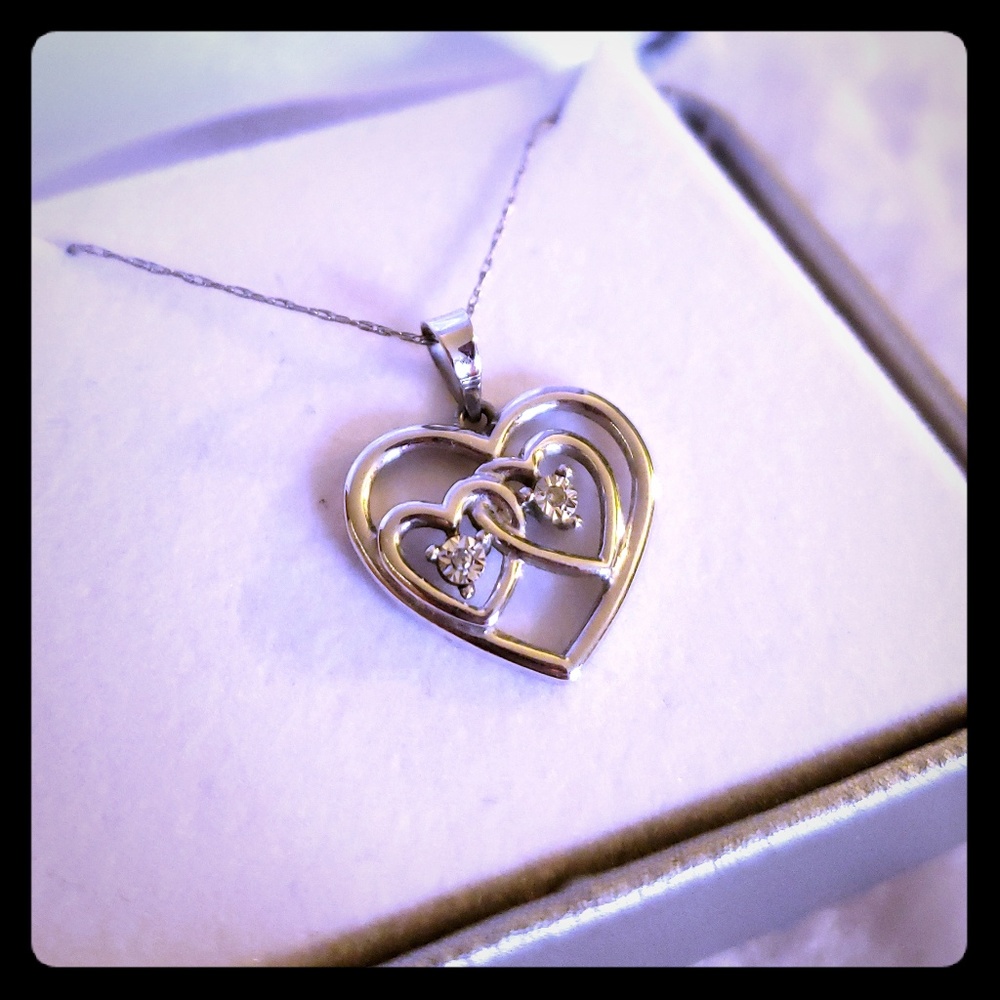 Silver and diamond 3 hearts necklace from JCPenney